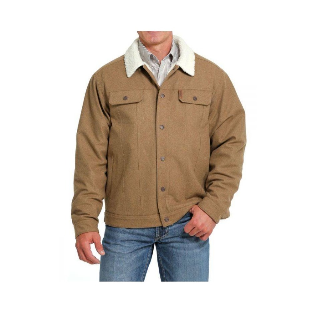 Cinch Brown Wool Blend Sherpa Lined Concealed Carry Trucker Jacket Size Small